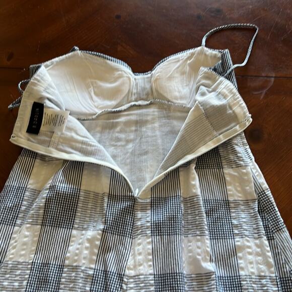 B.Darlin Blue & White Check Cotton Dress with Spaghetti Straps Sundress Country - Picture 8 of 10